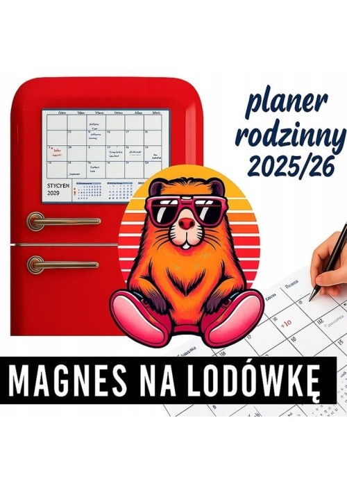 Kalendarz 2025/26 planer rodzinny magnes Kapibara