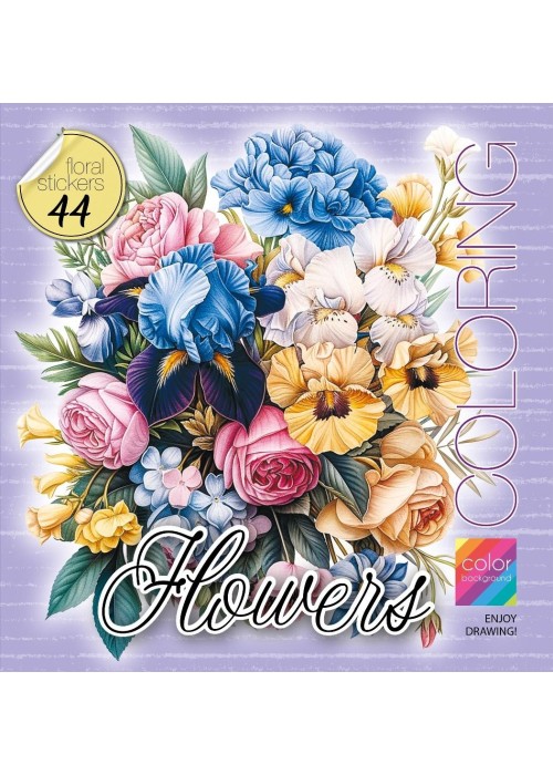 Kolorowanka z naklejkami 200x200 Kwiaty fiolet Kolorowanka z naklejkami 200x200 Kwiaty fiolet