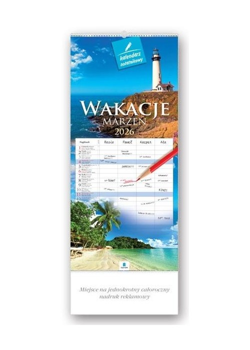 Kalendarz 2026 notatnikowy Wakacje marzeń
