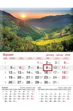 Kalendarz 2026 ścienny jednodzielny Góry