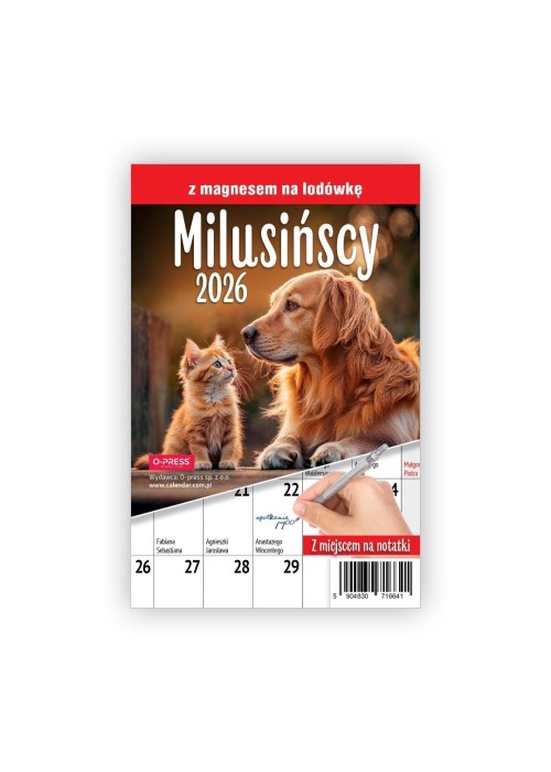 Kalendarz 2026 A5 miesięczny na lodówkę