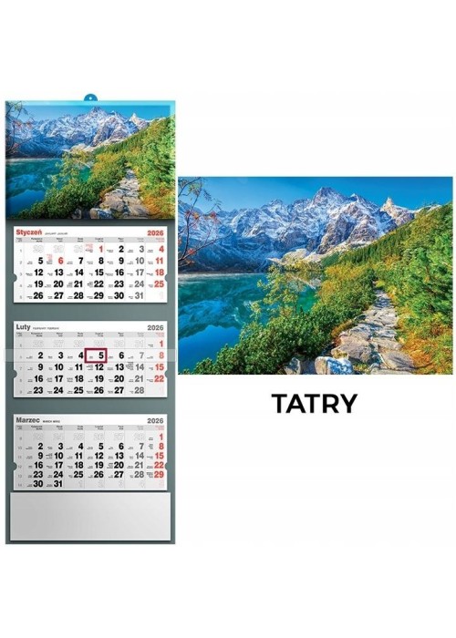 Kalendarz 2026 trójdzielny tatry