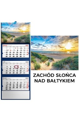 Kalendarz 2026 trójdzielny zachód słońca