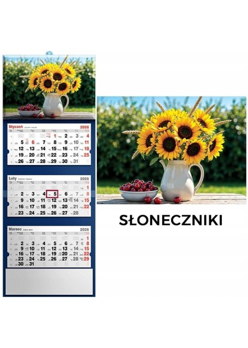 Kalendarz 2026 trójdzielny słoneczniki