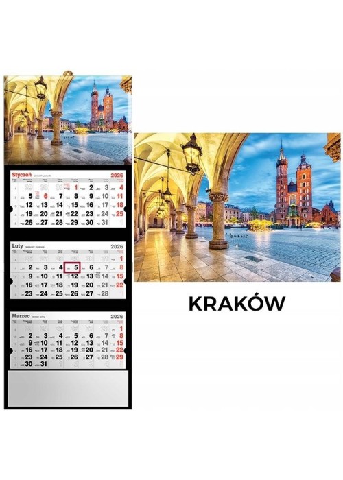 Kalendarz 2026 trójdzielny Kraków