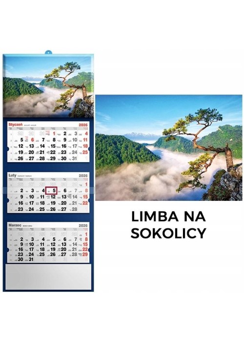 Kalendarz 2026 trójdzielny limba na Sokolicy