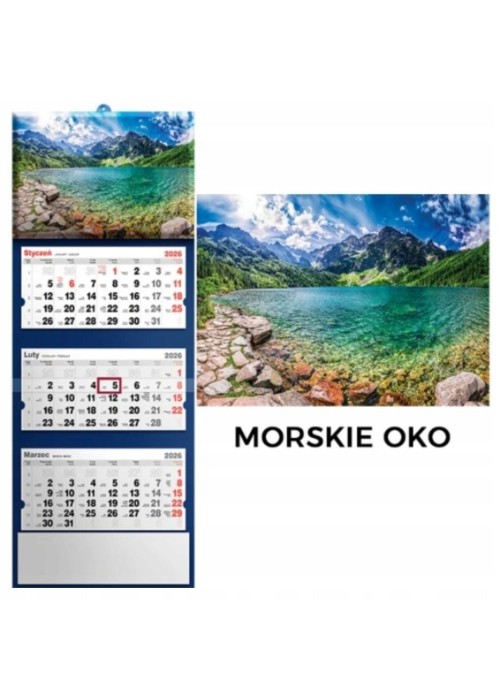 Kalendarz 2026 trójdzielny Morskie Oko