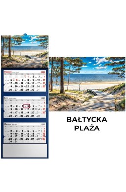 Kalendarz 2026 trójdzielny bałtycka plaża