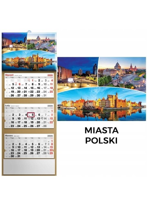 Kalendarz 2026 trójdzielny panorama polski