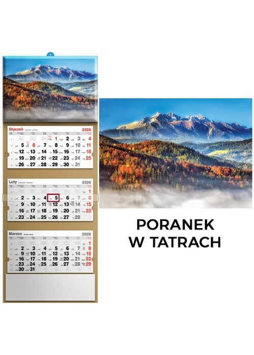 Kalendarz 2026 trójdzielny poranek w tartrach