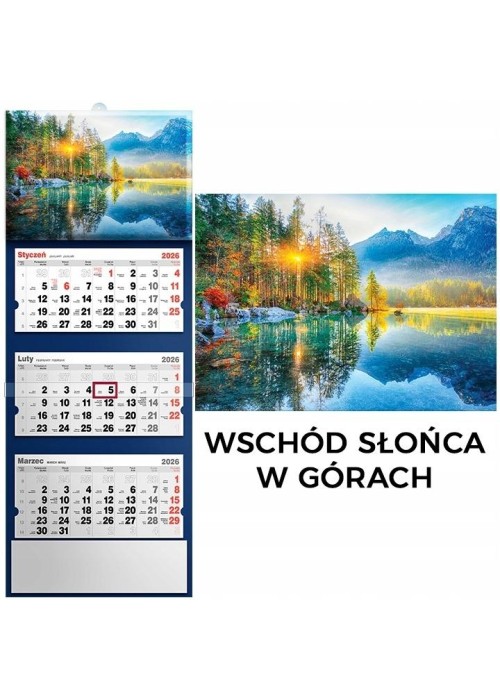 Kalendarz 2026 trójdzielny wschód słońca