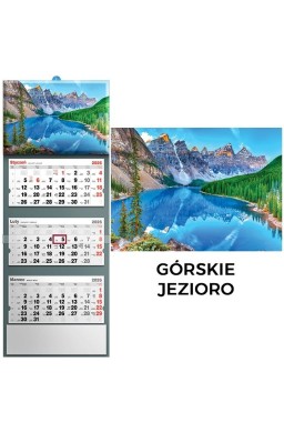 Kalendarz 2026 trójdzielny górskie jezioro