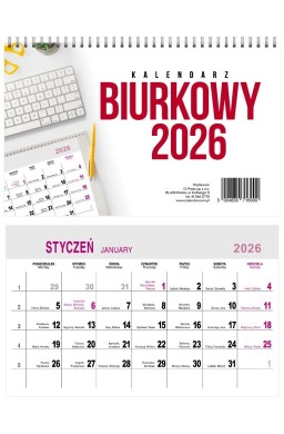 Kalendarz 2026 Biurkowy Miesięczny 24x15cm