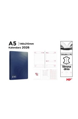 Kalendarz 2026 A5 dzienny niebieski