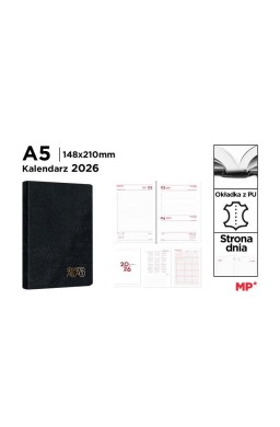 Kalendarz 2026 A5 dzienny czarny