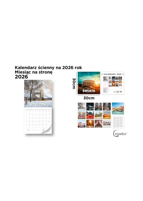 Kalendarz 2026 ścienny 30x30cm Miasta świata Kalendarz 2026 ścienny 30x30cm Miasta świata