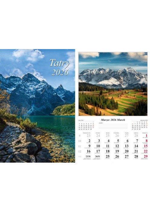Kalendarz 2026 ścienny Tatry