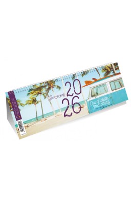 Kalendarz 2026 poziomy ze spiralką plaża