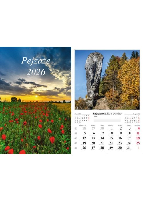 Kalendarz 2026 ścienny Pejzaże