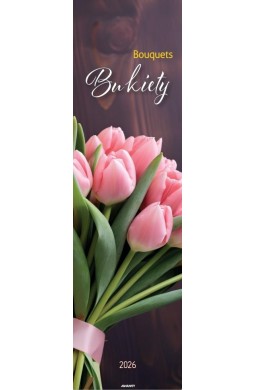 Kalendarz 2026 ścienny paskowy 13x46cm Bukiety