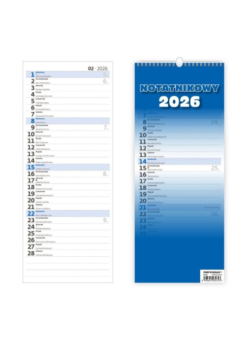 Kalendarz 2026 Slim notatnikowy HELMA