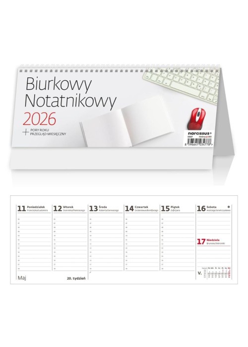 Kalendarz 2026 biurkowy tygodniowy Notatnik HELMA