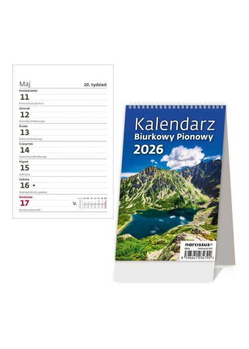Kalendarz 2026 biurkowy pionowy tygodniowy HELMA
