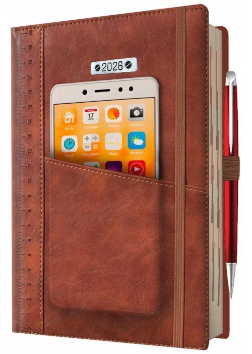 Kalendarz 2026 A5 dzienny z kieszonką i gumką