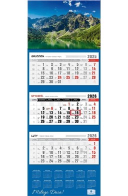 Kalendarz 2026 trójdzielny premium morskie oko