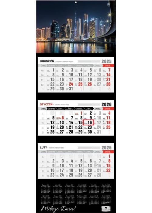Kalendarz 2026 trójdzielny premium Dubai