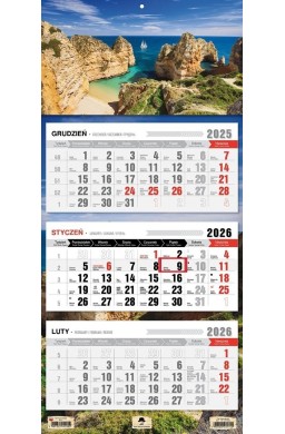 Kalendarz 2026 trójdzielny płaska główka zatoka
