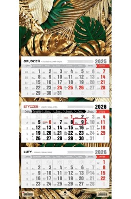 Kalendarz 2026 trójdzielny płaska główka glamour