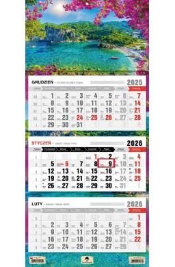 Kalendarz 2026 trójdzielny płaska główka Korfu