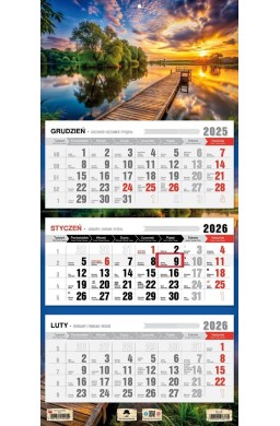 Kalendarz 2026 trójdzielny płaska główka mazury