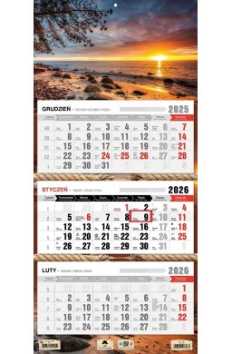 Kalendarz 2026 trójdzielny płaska główka orłowo