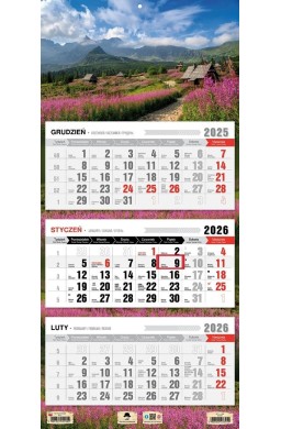 Kalendarz 2026 trójdzielny płaska główka tatry