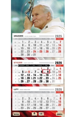 Kalendarz 2026 trójdzielny płaska główka JP II