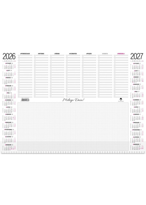 Kalendarz 2026/2027 niuwar z przezroczystą listwą
