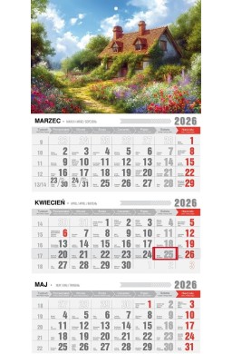 Kalendarz 2026 trójdzielny ekonomiczny romantico