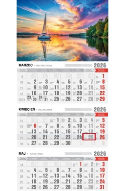 Kalendarz 2026 trójdzielny z magnesen mazury