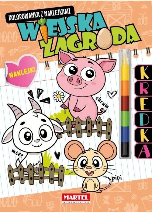 Kolorowanka z kredką Wiejska zagroda Kolorowanka z kredką Wiejska zagroda