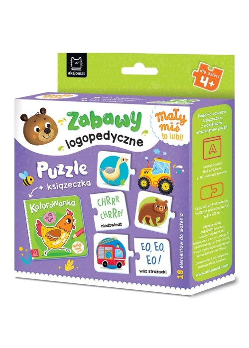 Mały miś to lubi! Zabawy logopedyczne. Puzzle