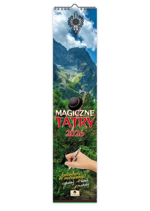 Kalendarz 2026 paskowy wąski magiczne tatry