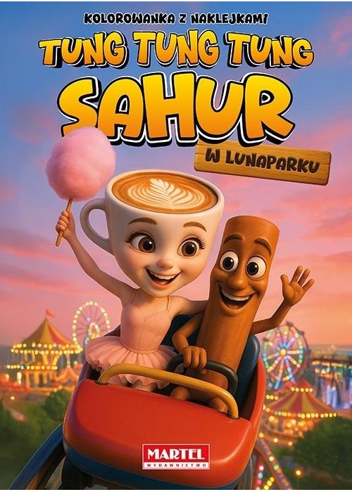Tung Tung Sahur w lunaparku z naklejkami
