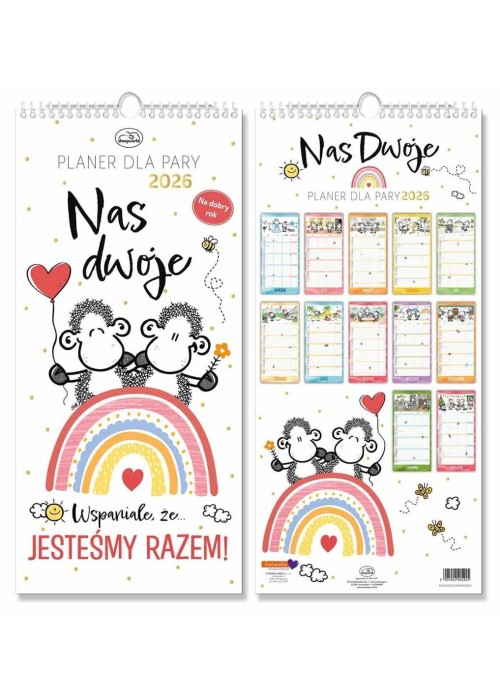 Kalendarz 2026 ścienny planer Sheepworld dla pary