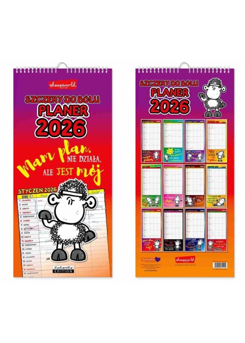 Kalendarz 2026 ścienny planer Sheepworld szczery