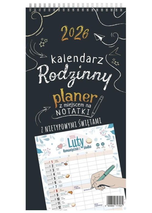 Kalendarz 2026 ścienny notatnikowy planer rodzinny