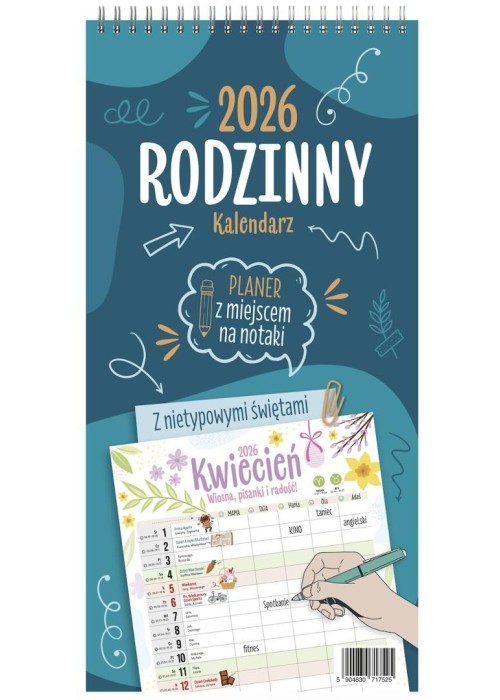 Kalendarz 2026 ścienny notatnikowy planer rodzinny
