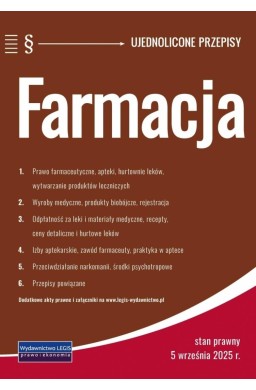 Farmacja - ujednolicone przepisy