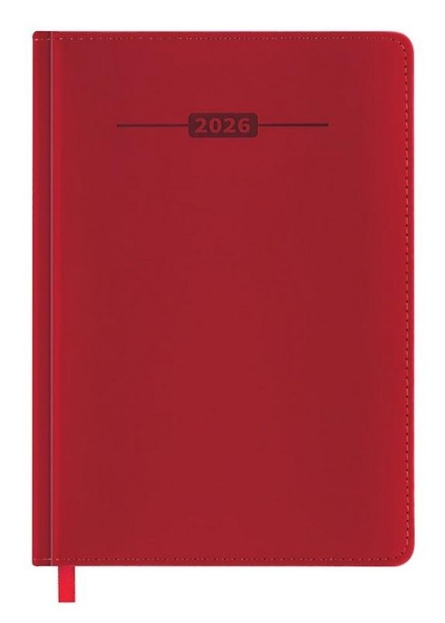 Kalendarz książkowy 2026 A5 czerwony EASY
